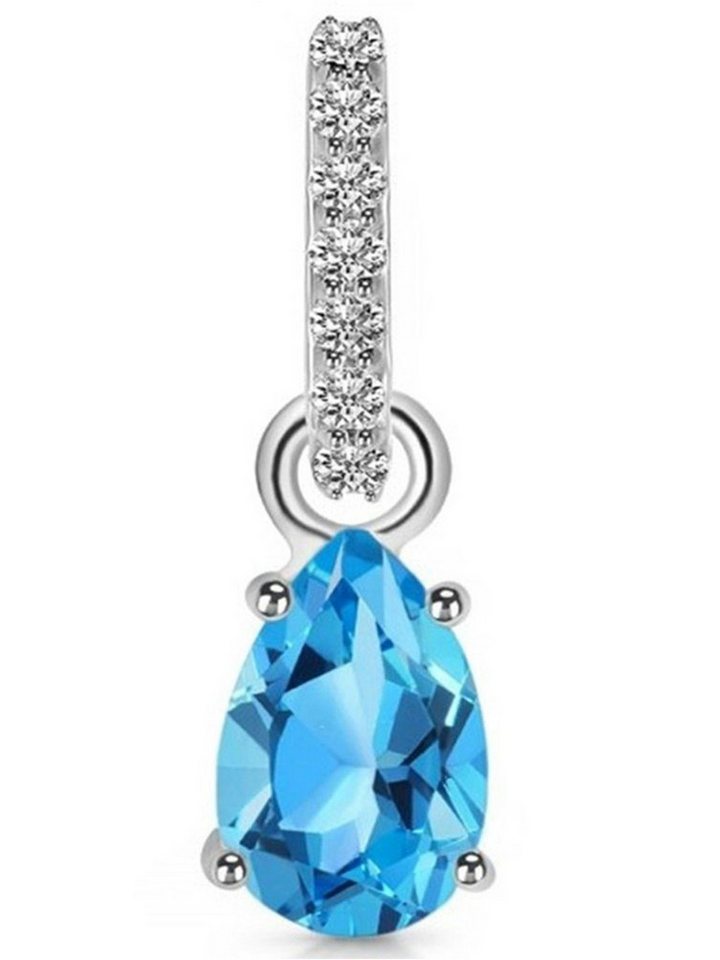 Goldene Hufeisen Kettenanhänger Damen Swiss Blautopas Kettenanhänger 925 Sterlingsilber mit Edelstein, Edelsteinschmuck für Damen von Goldene Hufeisen