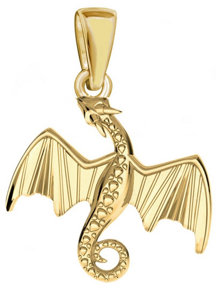 Goldene Hufeisen Kettenanhänger Drache Anhänger für Halsketten 925 Sterling-Silber vergoldet, Drachen-Schmuck für Armbänder oder Kettenanhänger von Goldene Hufeisen