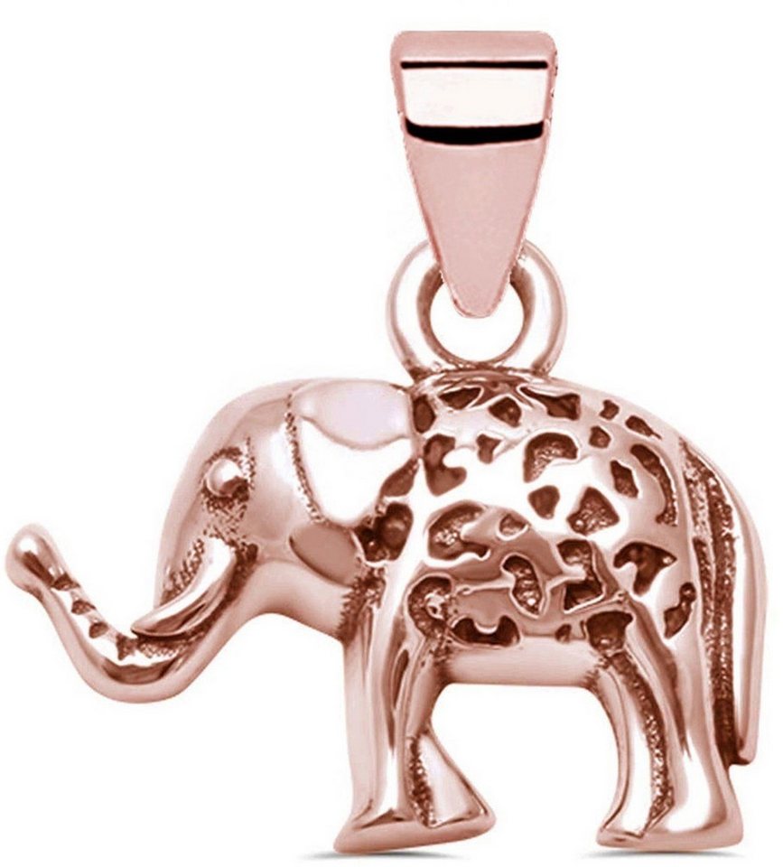 Goldene Hufeisen Kettenanhänger Elefant Anhänger aus 925 Sterling Silber in Rosegold (inkl. Etui), Rose Vergoldet von Goldene Hufeisen