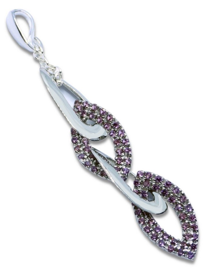 Goldene Hufeisen Kettenanhänger Langer Rhodolith Granat Anhänger in raffinierten Rhombusform, 925 Silber (Sterlingsilber), Hypoallergen von Goldene Hufeisen