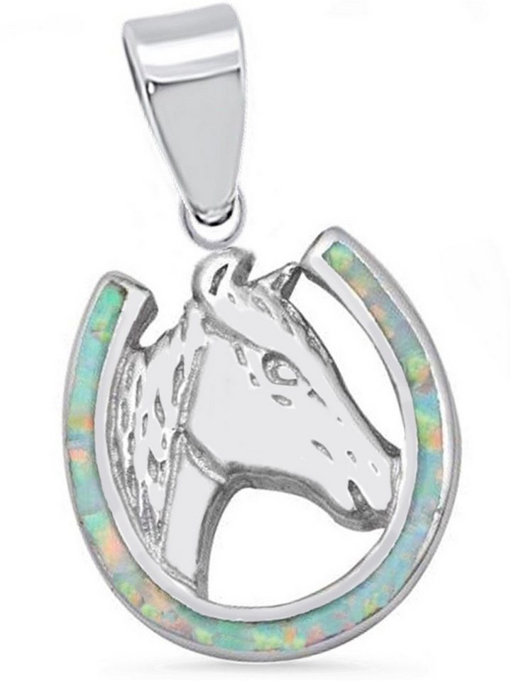 Goldene Hufeisen Kettenanhänger Opal Pferd Anhänger für Halskette 925 Sterling Silber Kettenanhänger (1 Stück, inkl. Etui) von Goldene Hufeisen