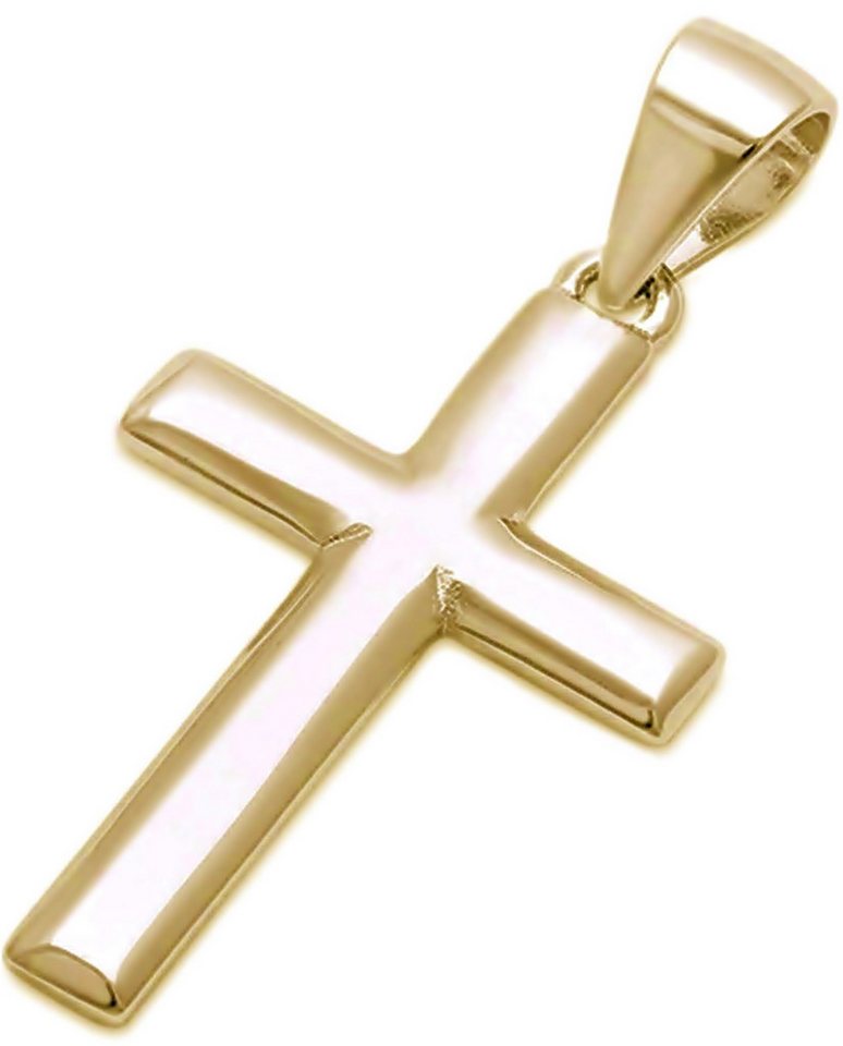 Goldene Hufeisen Kreuzanhänger Basic Kreuz Anhänger aus 925 Sterling Silber Kettenanhänger (inkl. Etui), Gelbgold von Goldene Hufeisen