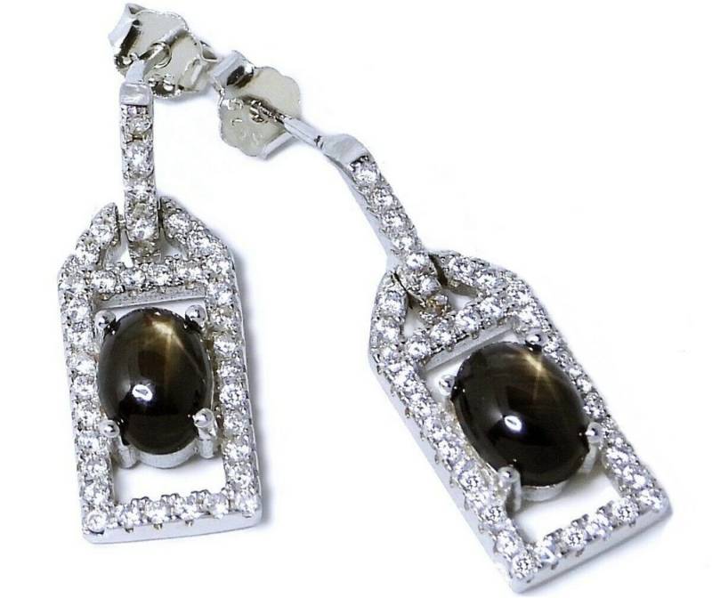 Goldene Hufeisen Ohrring-Set Mystik der Nacht Edle Ohrstecker mit schwarzem Sternsaphir, 925 Silber (Sterlingsilber), Hypoallergen von Goldene Hufeisen