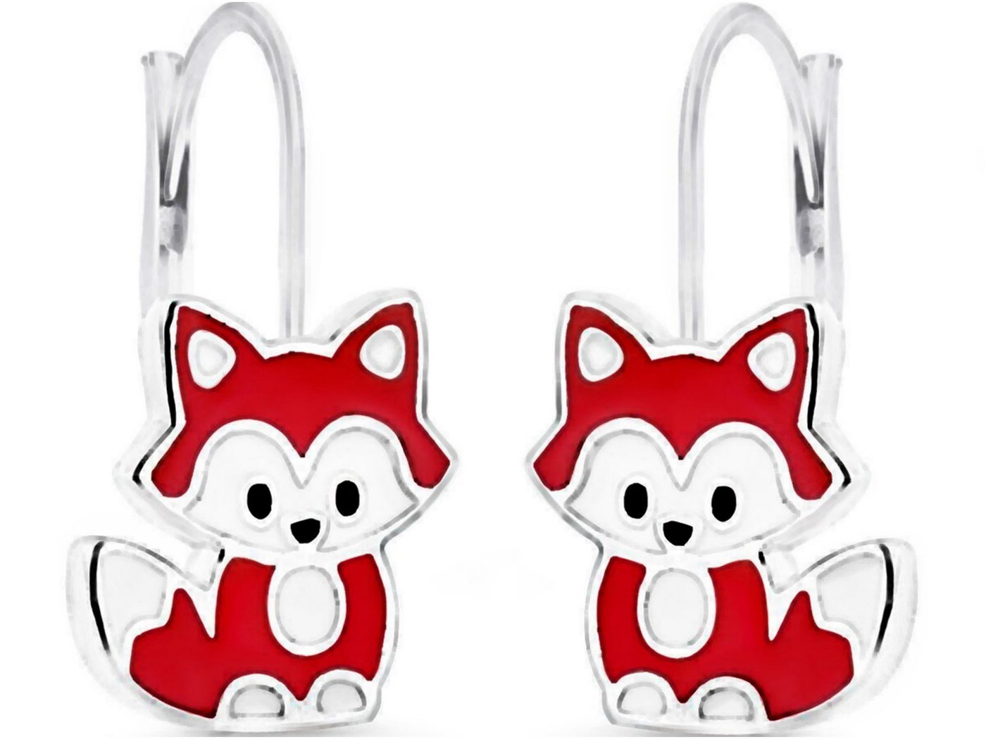 Goldene Hufeisen Paar Ohrhänger Fuchs Mädchen Kinder Klappbrisuren Ohrringe aus 925 Sterling Silber (1 Paar, inkl. Etui), Rhodiniert von Goldene Hufeisen