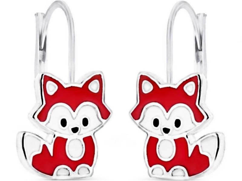 Goldene Hufeisen Paar Ohrhänger Fuchs Mädchen Kinder Klappbrisuren Ohrringe aus 925 Sterling Silber (1 Paar, inkl. Etui), Rhodiniert von Goldene Hufeisen