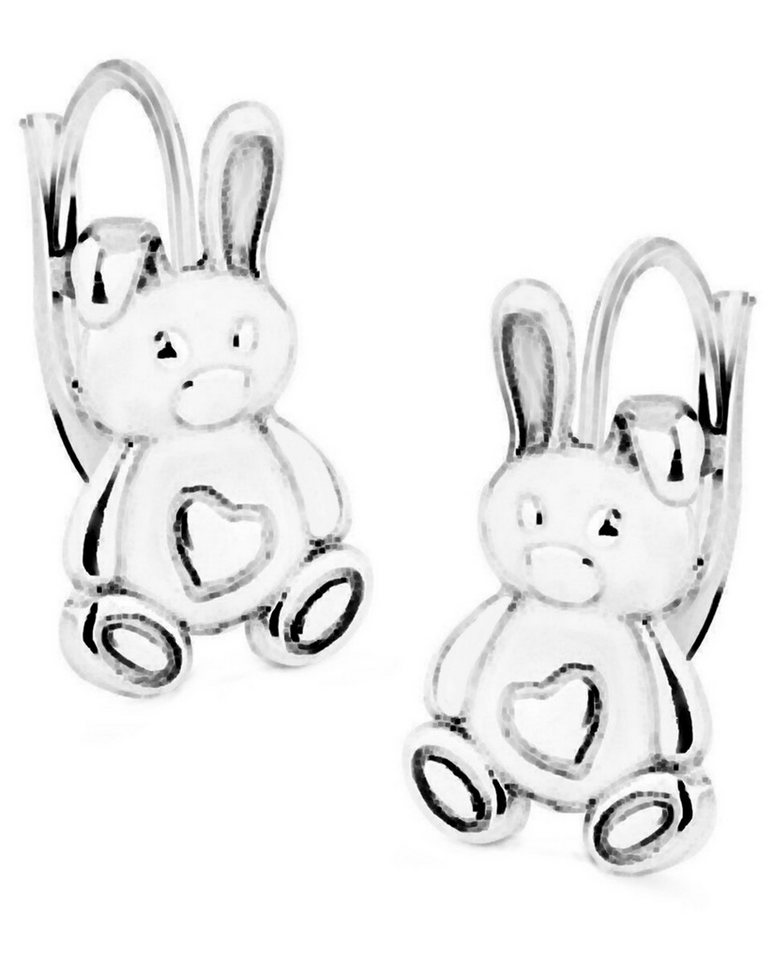 Goldene Hufeisen Paar Ohrhänger Niedliche Häschen Silberne Ohrringe für kleine Mädchen, 925 Silber (Sterlingsilber), Hypoallergen von Goldene Hufeisen