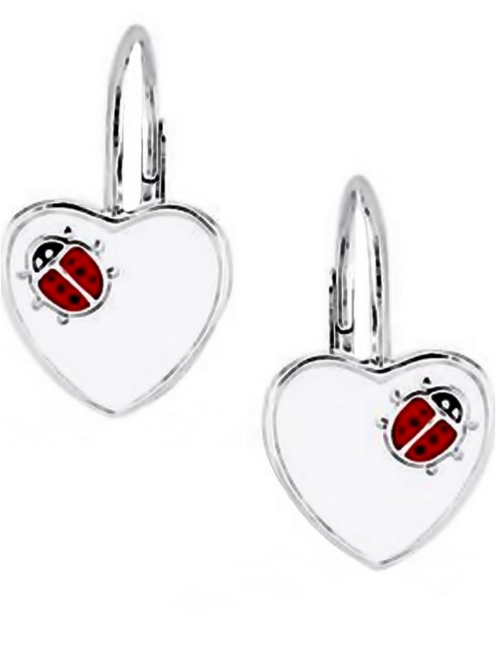 Goldene Hufeisen Paar Ohrhänger Herzliche Glücksbringer Marienkäfer-Ohrringe für kleine Mädchen, 925 Silber (Sterlingsilber), Hypoallergen von Goldene Hufeisen