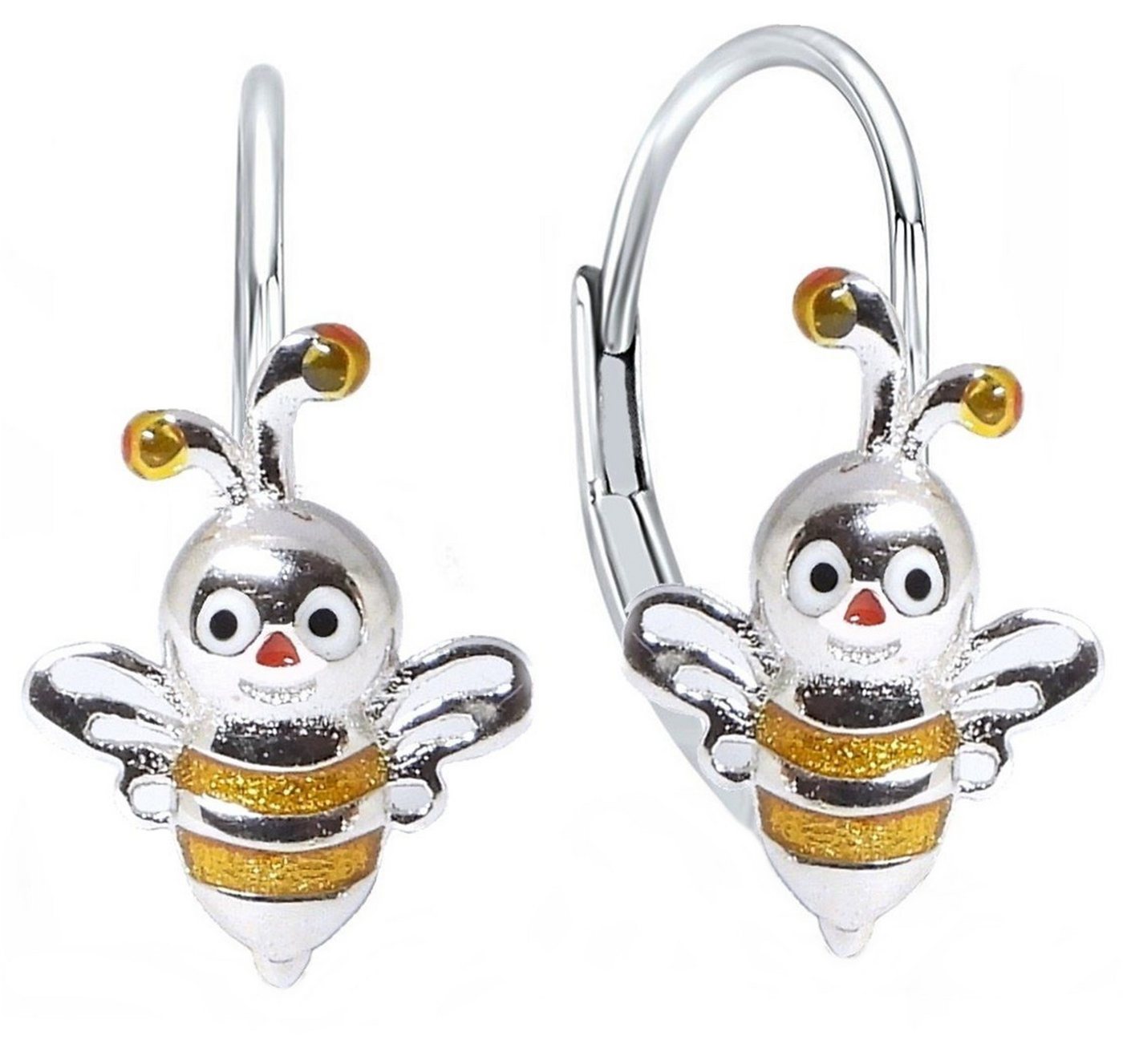 Goldene Hufeisen Paar Ohrhänger Mädchen Kinder Biene Brisur Ohrringe aus 925 Sterling Silber (Hängeohrringe, inkl. Etui), Kinderschmuck von Goldene Hufeisen