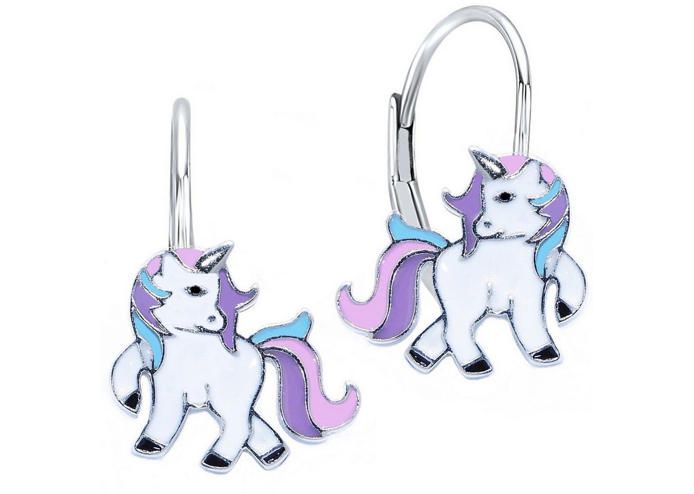 Goldene Hufeisen Paar Ohrhänger Mädchen Kinder Einhorn Pferd Ohrringe aus 925 Sterling Silber (1 Paar, inkl. Etui), Rhodiniert von Goldene Hufeisen