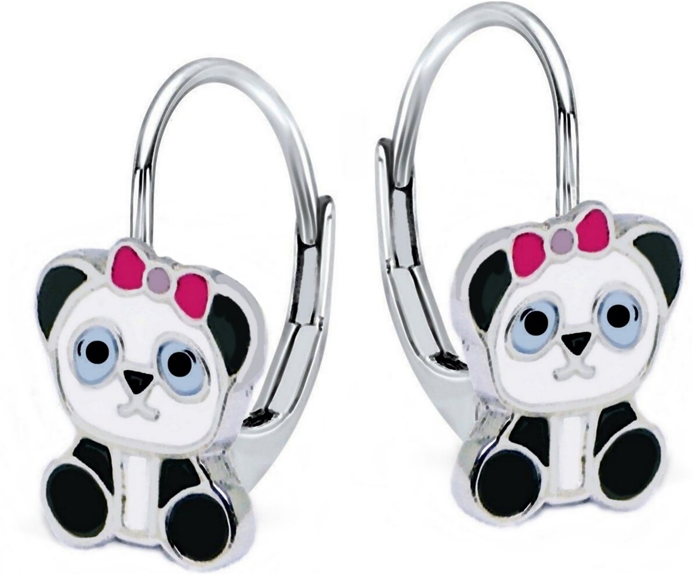 Goldene Hufeisen Paar Ohrhänger Mädchen Kinder Panda Brisur Ohrringe 925 Silber, Kinderschmuck von Goldene Hufeisen