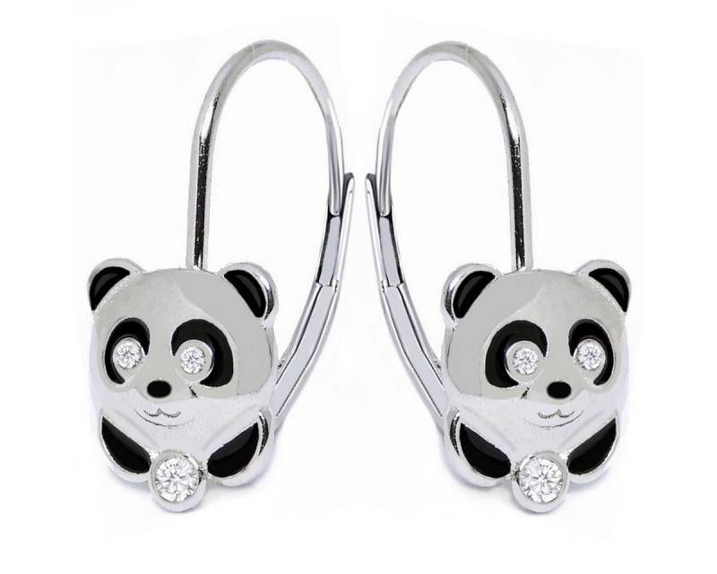 Goldene Hufeisen Paar Ohrhänger Mädchen Kinder Panda Brisur Ohrringe 925 Silber mit Zirkonia, Kinderschmuck von Goldene Hufeisen