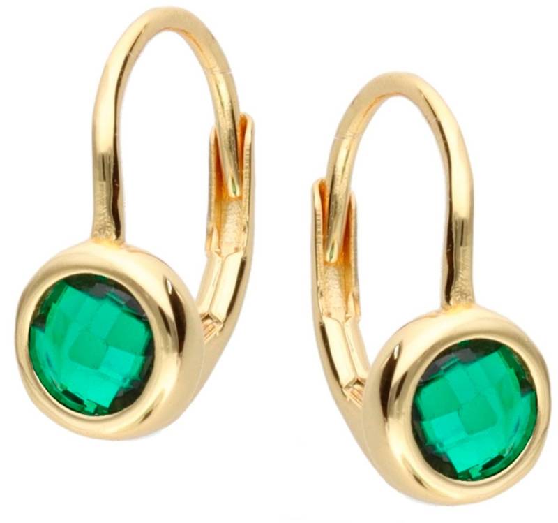 Goldene Hufeisen Paar Ohrhänger Ohrringe Gold Smaragd Zirkonia Brisuren 925 Silber Gelbgold vergoldet (inkl. Schmuckbox), Goldschmuck für Damen, mit Zirkonia von Goldene Hufeisen