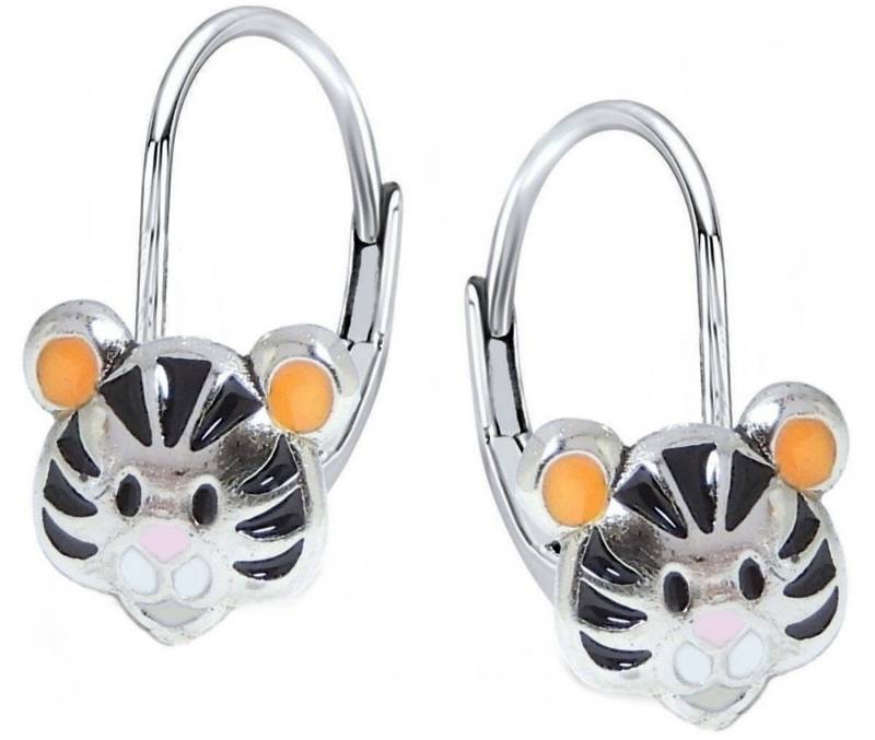 Goldene Hufeisen Paar Ohrhänger Ohrringe Kinder Tiger 925 Silber Löwe Echtschmuck für Mädchen (1 Paar, inkl. Etui), Kinderschmuck, Echtschmuck von Goldene Hufeisen