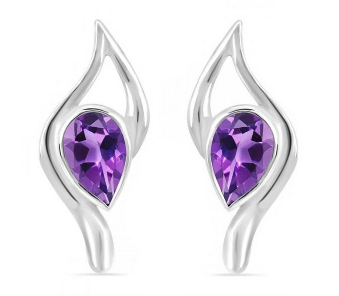 Goldene Hufeisen Paar Ohrstecker Damen echter Amethyst Ohrstecker 925 Sterlingsilber mit Edelsteine, Edelsteinschmuck für Damen von Goldene Hufeisen