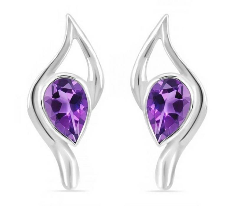 Goldene Hufeisen Paar Ohrstecker Damen echter Amethyst Ohrstecker 925 Sterlingsilber mit Edelsteine, Edelsteinschmuck für Damen von Goldene Hufeisen