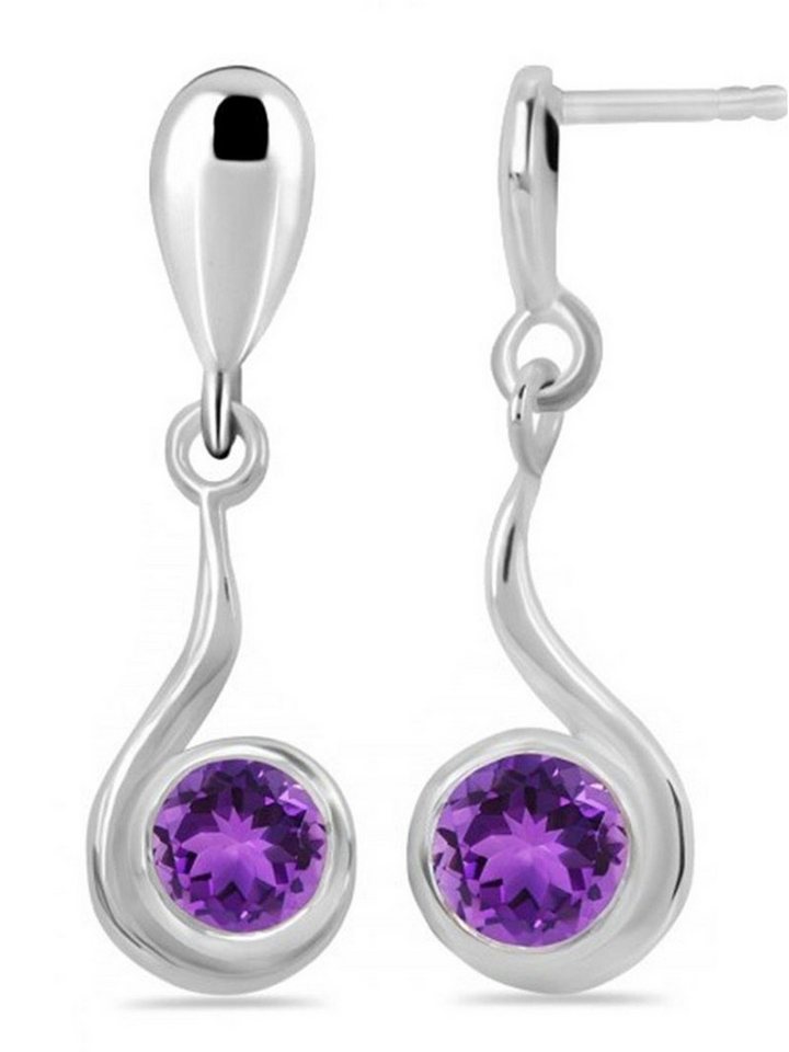 Goldene Hufeisen Paar Ohrstecker Damen echter Amethyst Ohrstecker 925 Sterlingsilber mit Edelsteine, Edelsteinschmuck für Damen von Goldene Hufeisen