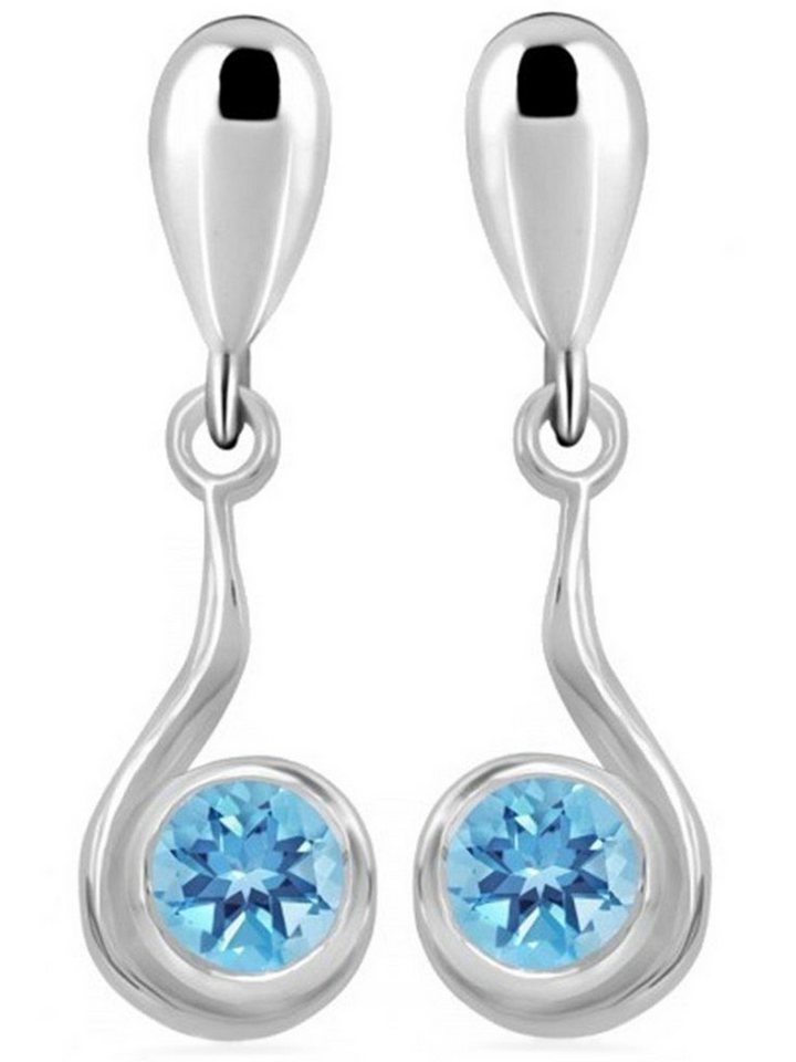 Goldene Hufeisen Paar Ohrstecker Damen echter Blautopas Ohrstecker 925 Sterlingsilber mit Edelsteine, Edelsteinschmuck für Damen von Goldene Hufeisen