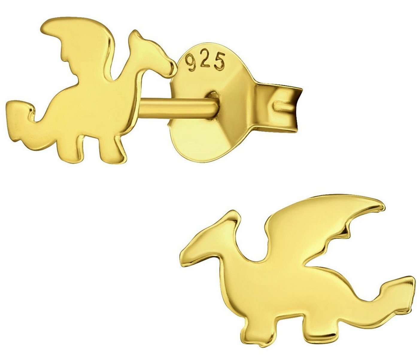 Goldene Hufeisen Paar Ohrstecker Drache aus 925 Sterling Silber Vergoldet (1 Paar, inkl. Etui) von Goldene Hufeisen