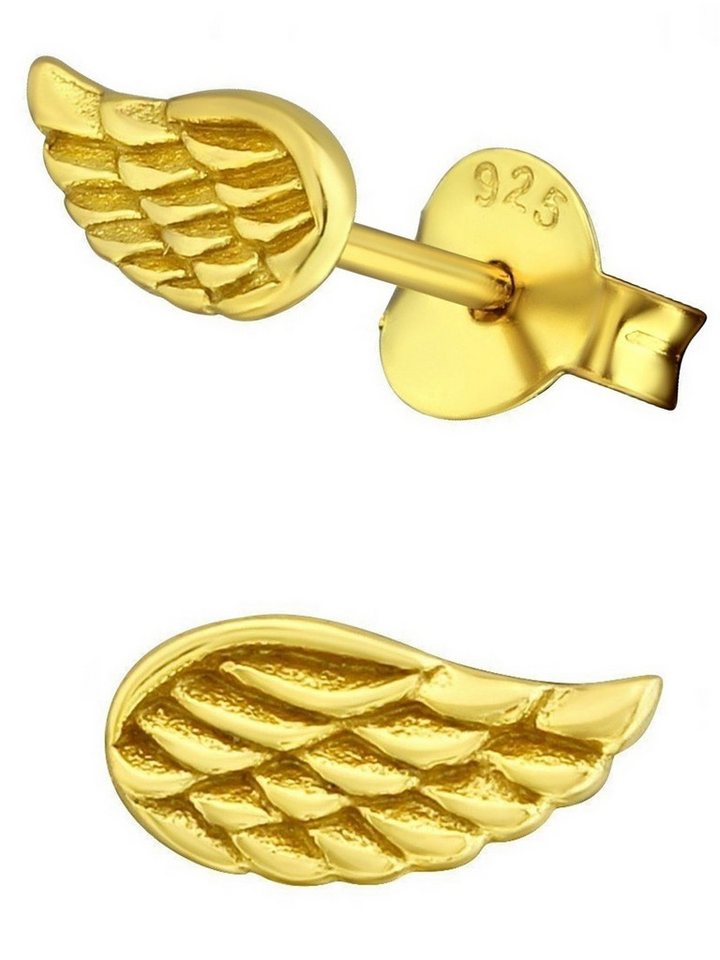 Goldene Hufeisen Paar Ohrstecker Damen, Mädchen Flügel Ohrstecker aus 925 Silber Vergoldet (1 Paar, inkl. Etui), Anlaufgeschützt von Goldene Hufeisen