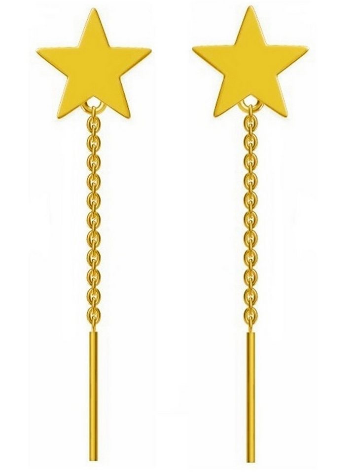 Goldene Hufeisen Paar Ohrstecker Gold Ohrringe Sterne 18k Gelbgold vergoldet Ohrstecker Stern Lang von Goldene Hufeisen