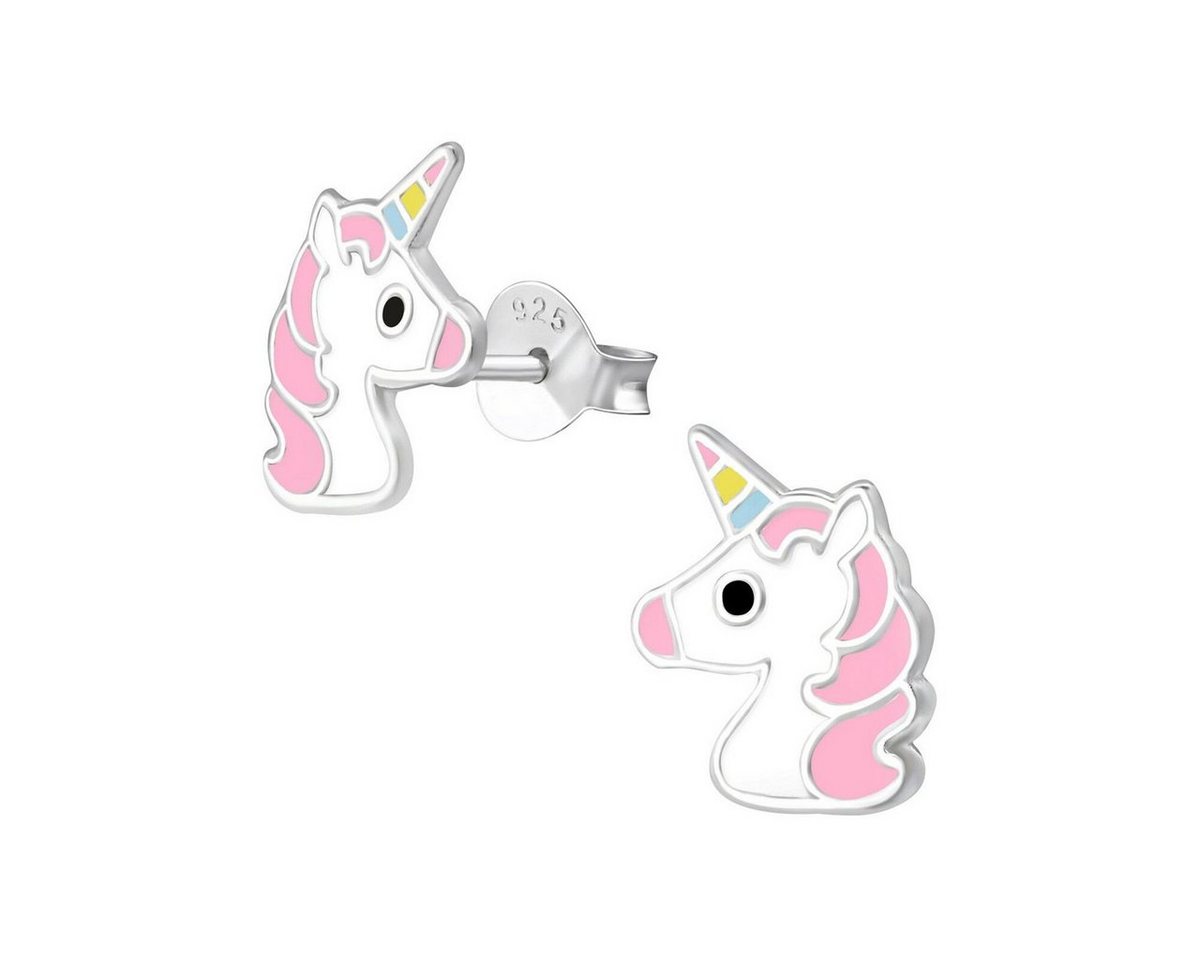 Goldene Hufeisen Paar Ohrstecker Mädchen Ohrstecker Einhorn Pferd Kinder Ohrringe 925 Sterling Silber (1 Paar, inkl. Etui), Rhodiniert von Goldene Hufeisen