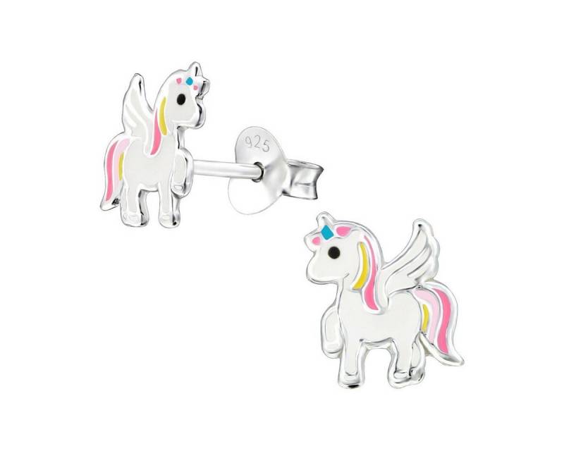 Goldene Hufeisen Paar Ohrstecker Mädchen Ohrstecker Einhorn Pferd Kinder Ohrringe 925 Sterling Silber (1 Paar, inkl. Etui), Rhodiniert von Goldene Hufeisen