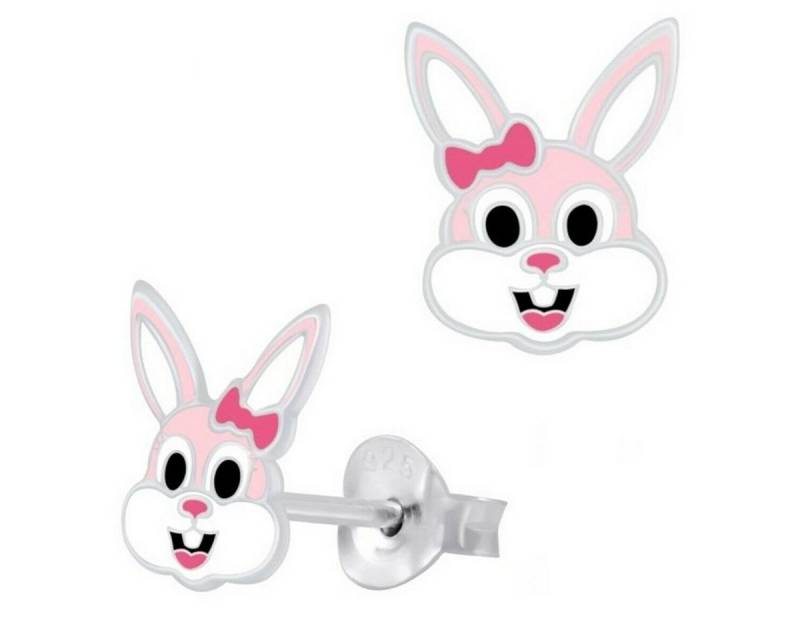 Goldene Hufeisen Paar Ohrstecker Mädchen Ohrstecker Hase Kinder Ohrringe aus 925 Sterling Silber (1 Paar, inkl. Etui), mit Emaille von Goldene Hufeisen