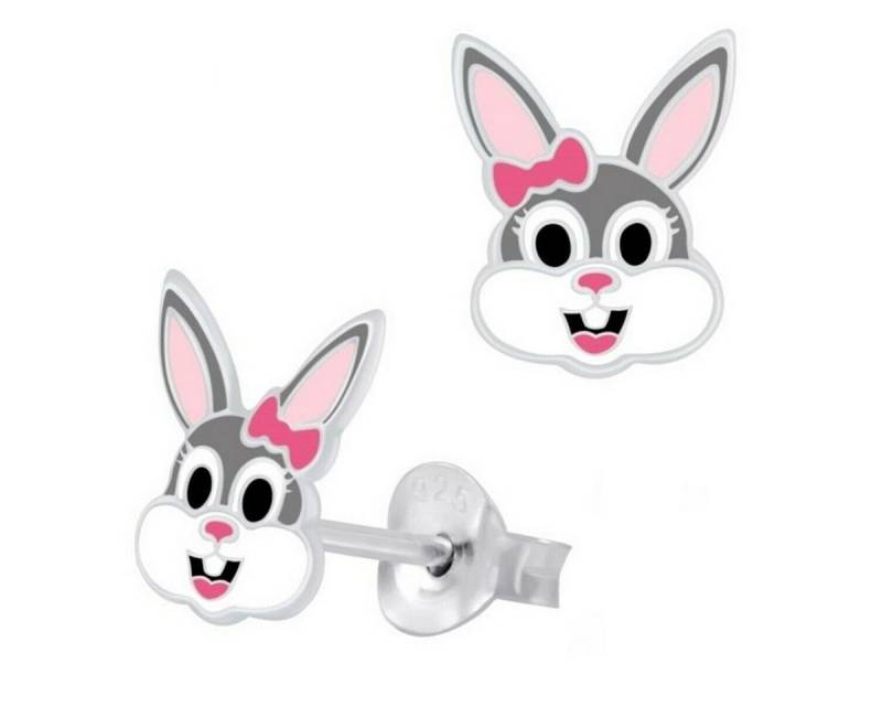 Goldene Hufeisen Paar Ohrstecker Mädchen Ohrstecker Hase Kinder Ohrringe aus 925 Sterling Silber (1 Paar, inkl. Etui), mit Emaille von Goldene Hufeisen