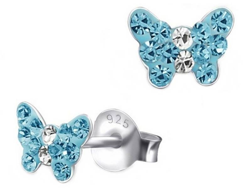 Goldene Hufeisen Paar Ohrstecker Schmetterling Kinderohrringe mit Kristall für Mädchen, 925 Sterling-Silber, Hypoallergen, Kinderschmuck von Goldene Hufeisen