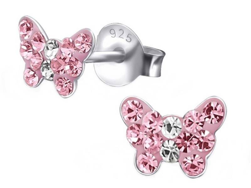 Goldene Hufeisen Paar Ohrstecker Schmetterling Kinderohrringe mit Kristall für Mädchen, 925 Sterling-Silber, Hypoallergen, Kinderschmuck von Goldene Hufeisen