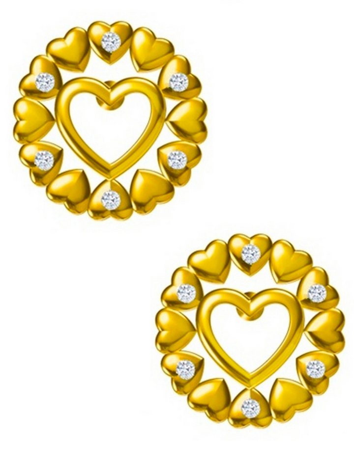 Goldene Hufeisen Paar Ohrstecker Ohrringe Gold Herz Zirkonia 18k Gelbgold vergoldet Ohrstecker Rund, 925 Sterling Silber, Goldschmuck für Damen Goldene Hufeisen Paar Ohrstecker Ohrringe Gold Herz Zirkonia 18k Gelbgold vergoldet Ohrstecker Rund, 925 Sterling Silber, Goldschmuck für Damen von Goldene Hufeisen