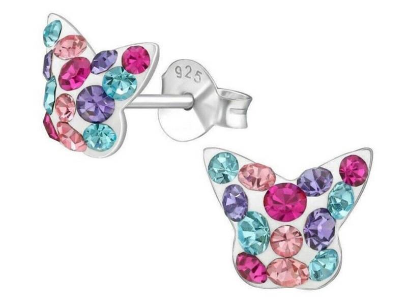 Goldene Hufeisen Paar Ohrstecker Schmetterling Kinderohrringe mit Kristall für Mädchen, 925 Sterling-Silber, Hypoallergen, Kinderschmuck von Goldene Hufeisen