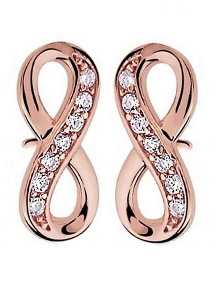 Goldene Hufeisen Paar Ohrstecker Unendlichkeit Ohrstecker 925 Silber Rosegold mit Zirkonia Kristall (1 Paar, inkl. Etui), Rosegold-Schmuck für Damen von Goldene Hufeisen