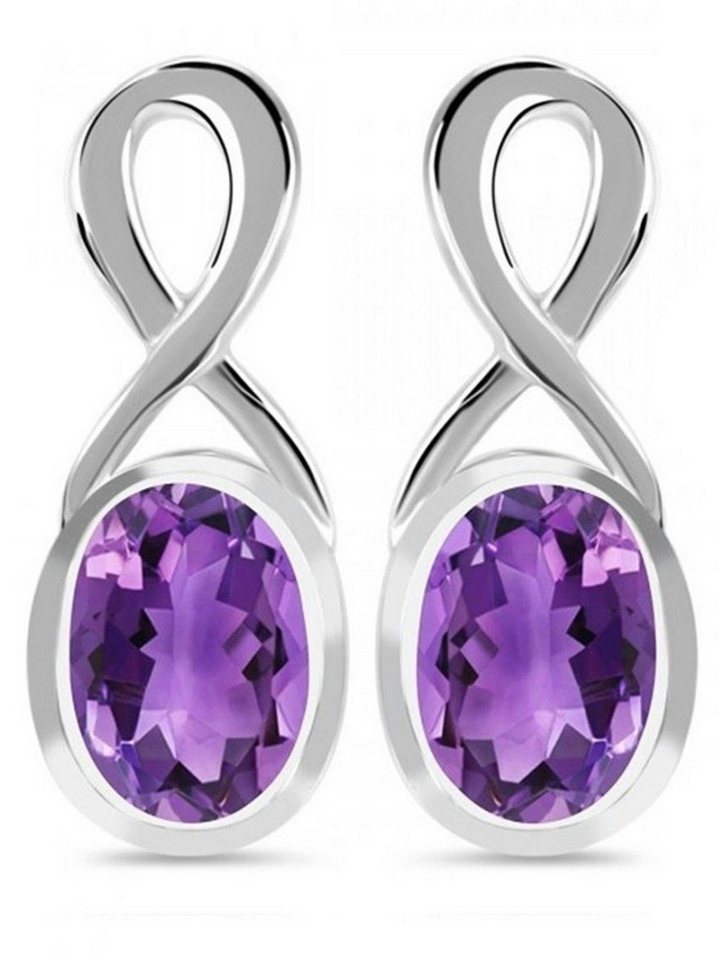 Goldene Hufeisen Paar Ohrstecker Unendlichkeit echter Amethyst Ohrstecker 925 Silber mit Edelsteine, Edelsteinschmuck für Damen von Goldene Hufeisen