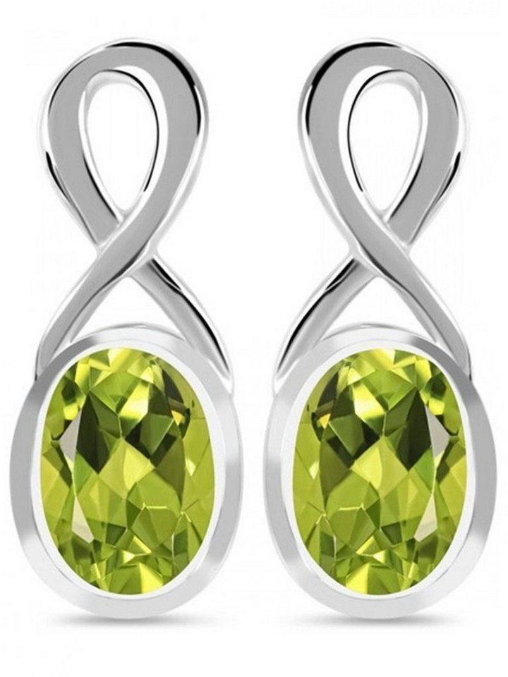 Goldene Hufeisen Paar Ohrstecker Unendlichkeit echter Peridot Ohrstecker 925 Silber mit Edelsteine, Edelsteinschmuck für Damen von Goldene Hufeisen