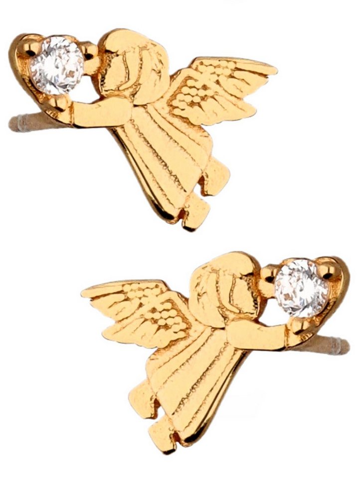 Goldene Hufeisen Ohrstecker-Set Filigraner Schutzengel Ohrringe Gold Ideal für Mädchen und Damen (inkl. Schmuckbox), 925 Silber (Sterlingsilber), vergoldet, Hypoallergen von Goldene Hufeisen