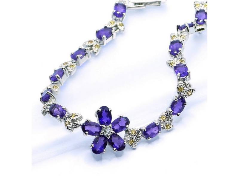 Goldene Hufeisen Silberarmband echter Amethyst Saphir Armband 925 Silber mit Edelsteine, Damen Schmuck mit Edelsteine von Goldene Hufeisen