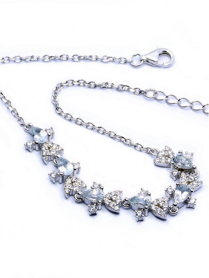 Goldene Hufeisen Silberarmband echtes Aquamarin Armband 925 Silber mit Edelsteine, Edelsteinschmuck für Damen von Goldene Hufeisen