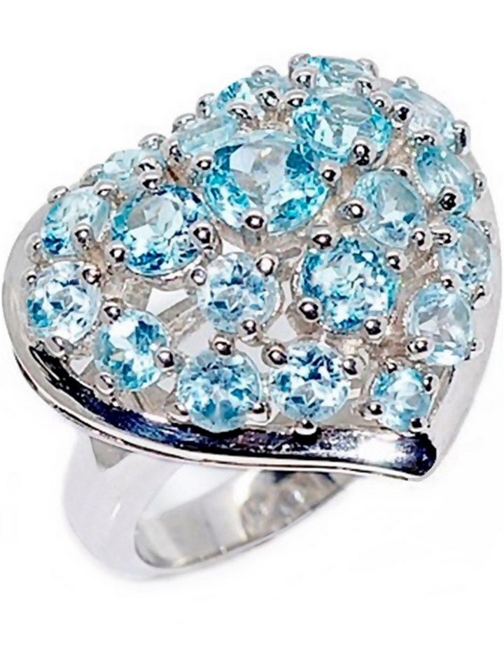 Goldene Hufeisen Silberring Blautopas Herz Ring aus 925 Sterlingsilber Edelsteine Fingerring, Massiv von Goldene Hufeisen