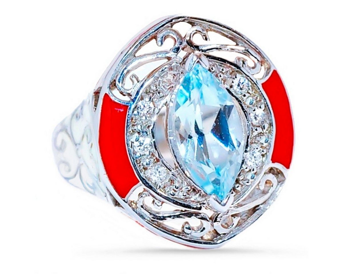 Goldene Hufeisen Silberring Blautopas Ring aus 925 Sterlingsilber Edelsteine Fingerring, Damen-Schmuck mit Edelsteine von Goldene Hufeisen