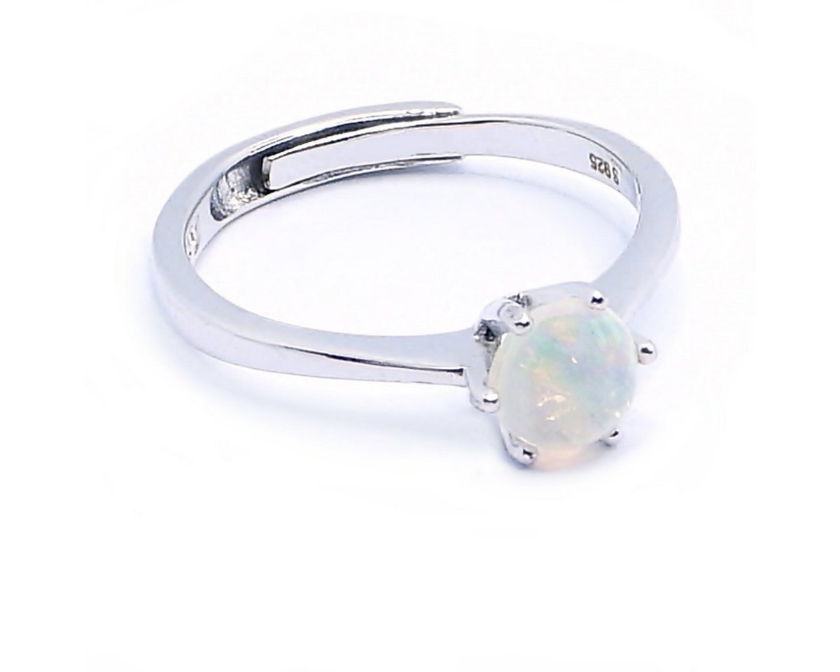 Goldene Hufeisen Silberring Welo Edelopal Solitär Ring aus 925 Sterlingsilber echte Edelsteine, Rhodiniert, verstellbar von Goldene Hufeisen