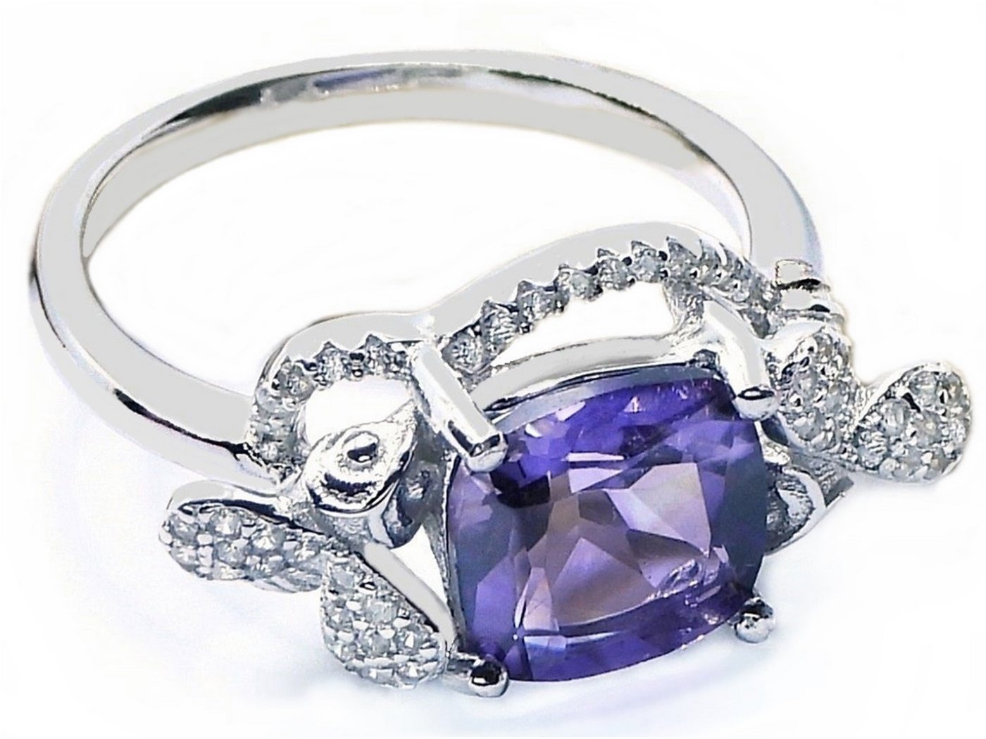 Goldene Hufeisen Silberring echter Amethyst Ring 925 Sterling-Silber Rhodiniert Damen Edelsteine, Damen-Schmuck mit Edelsteine von Goldene Hufeisen