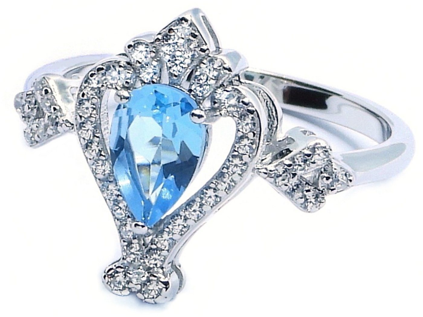 Goldene Hufeisen Silberring echter Blautopas Ring 925 Sterling-Silber Rhodiniert Damen Edelsteine, Damen-Schmuck mit Edelsteine von Goldene Hufeisen