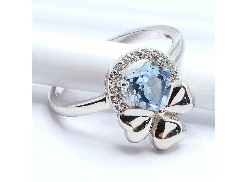 Goldene Hufeisen Silberring echter Blautopas Ring Herz 925 Sterling-Silber Rhodiniert, Damen-Schmuck mit Edelsteine von Goldene Hufeisen