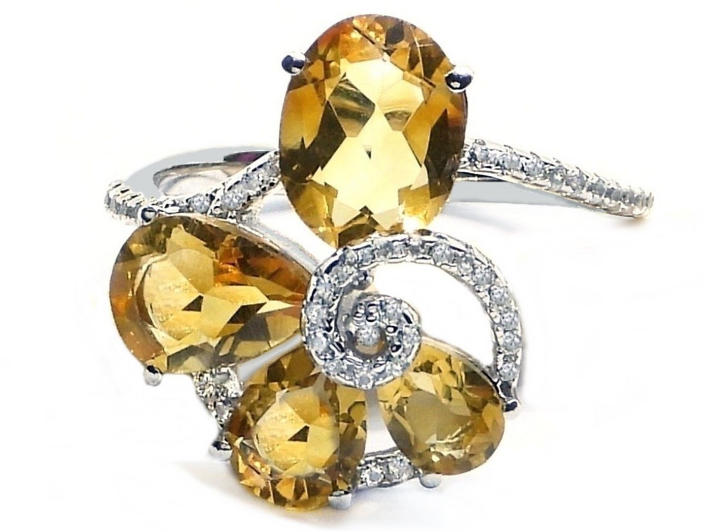 Goldene Hufeisen Silberring echter Citrin Ring 925 Sterling-Silber Rhodiniert Damen Edelsteine, Damen-Schmuck mit Edelsteine von Goldene Hufeisen