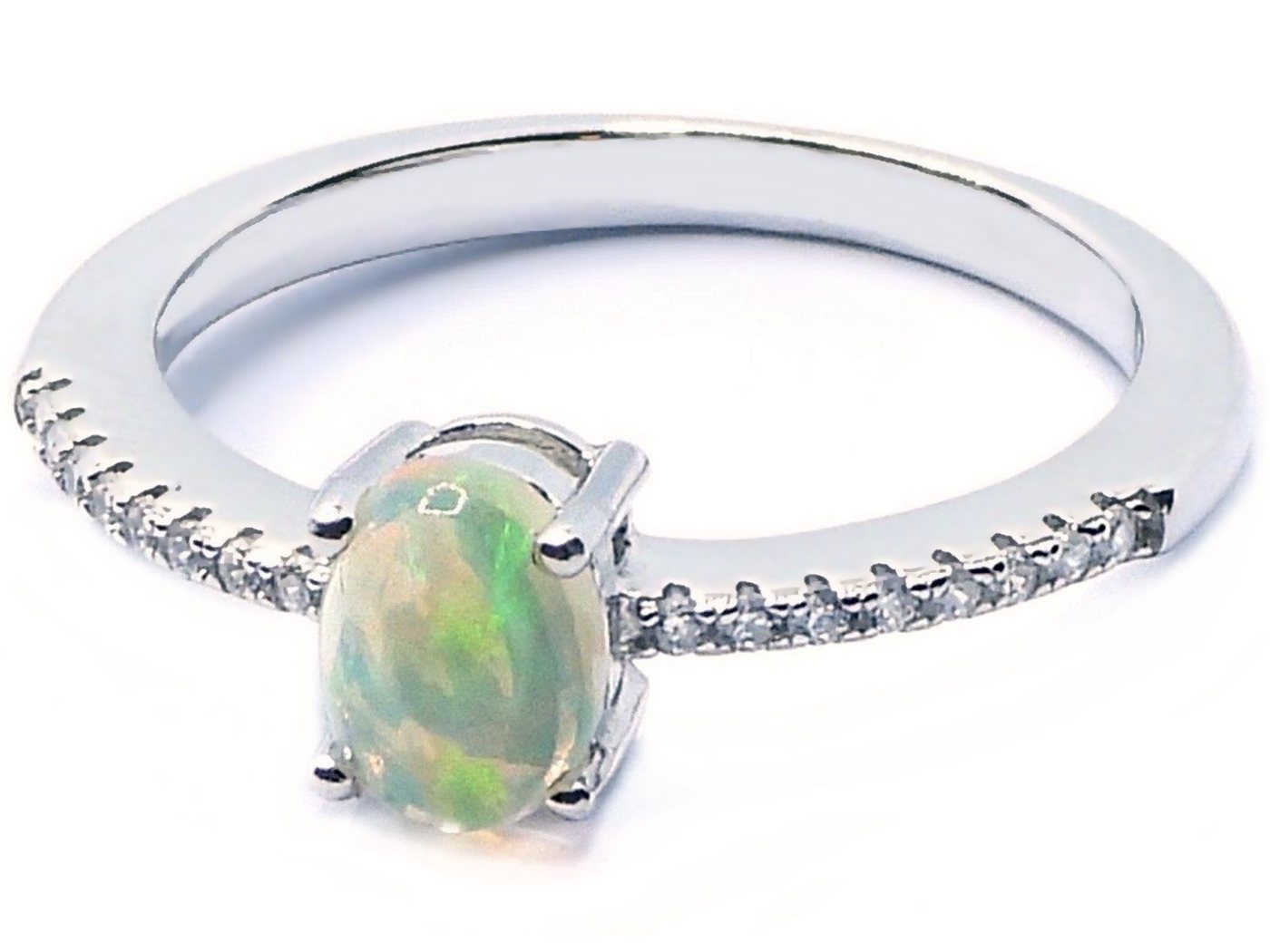 Goldene Hufeisen Silberring echter Edelopal Ring 925 Sterling-Silber Rhodiniert, Damen-Schmuck mit Edelsteine von Goldene Hufeisen