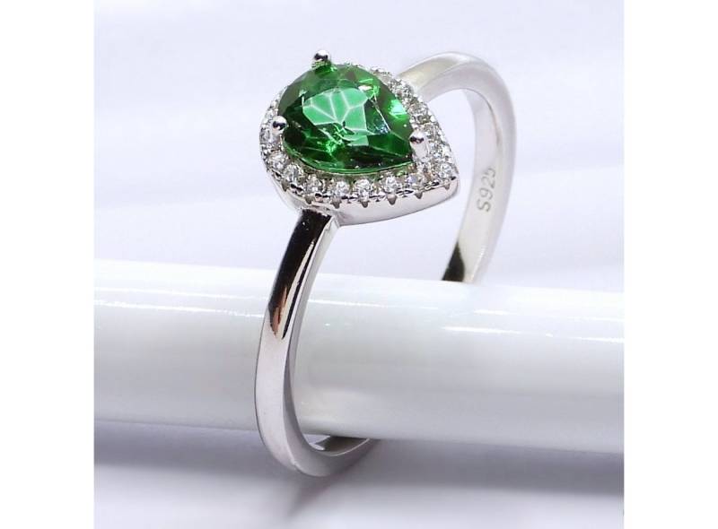 Goldene Hufeisen Silberring echter Grüner Topas Ring 925 Sterling-Silber Rhodiniert, Damen-Schmuck mit Edelsteine von Goldene Hufeisen