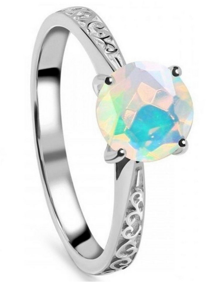 Goldene Hufeisen Solitärring Damen Solitär Edelopal Fingerring 925 Silber mit Edelstein LR-4, Damen-Schmuck mit Edelsteine von Goldene Hufeisen