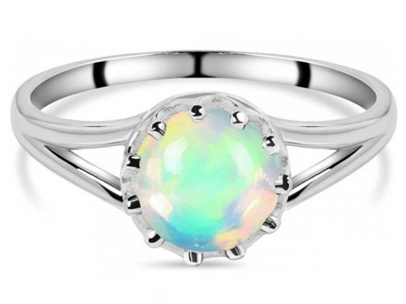 Goldene Hufeisen Solitärring Damen Solitär Edelopal Fingerring 925 Silber mit Edelstein Rk-2, Damen-Schmuck mit Edelsteine von Goldene Hufeisen