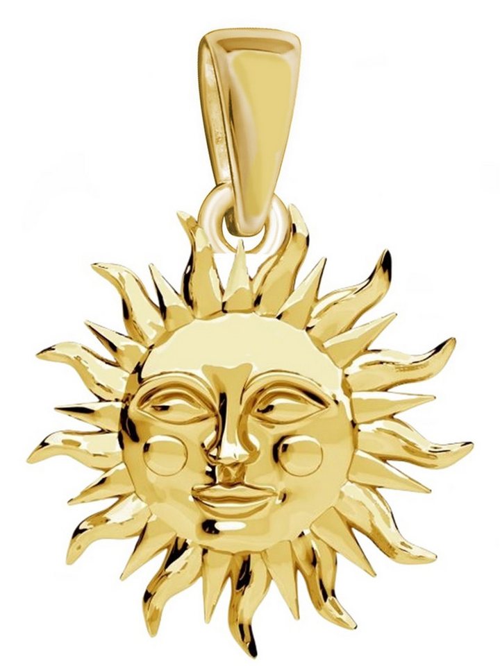 Goldene Hufeisen Sonnenanhänger Sonne Anhänger für Halsketten 925 Sterling-Silber vergoldet, Sonnen-Schmuck für Armbänder oder Kettenanhänger von Goldene Hufeisen